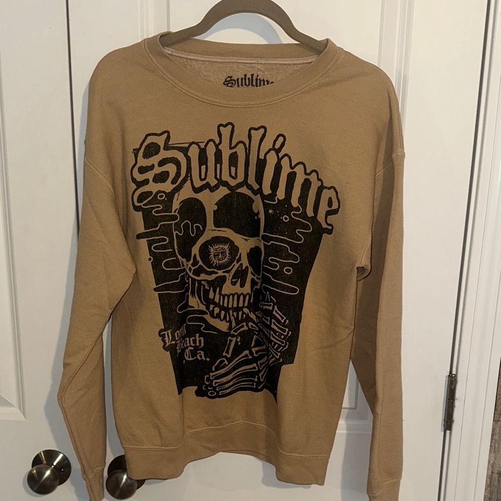Urban Outfitters Tan Skull Graphic Crewneck Sweater